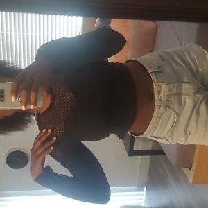 Long sleeve crop with mesh detailing